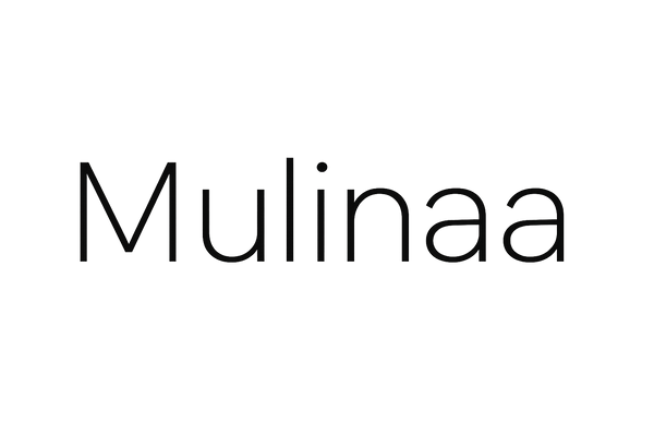 "Mulinaa" in thin monterat black text transparent bg
